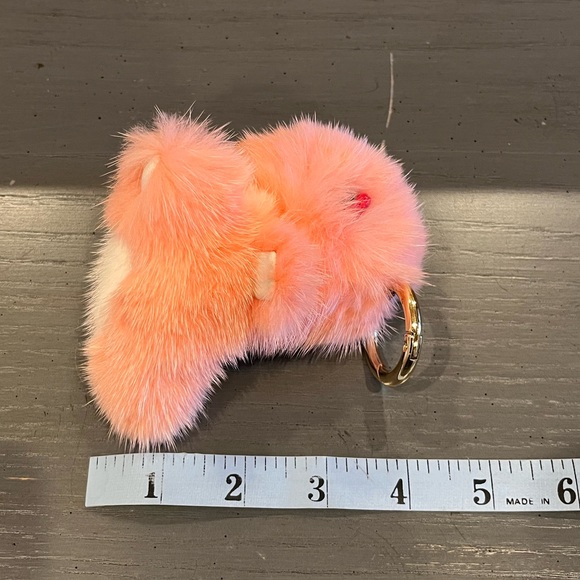 Faux Mink Fur Pink Dinosaur Keychain Bag Charm - Picture 7 of 7